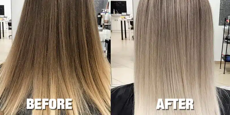 before and after hair toning